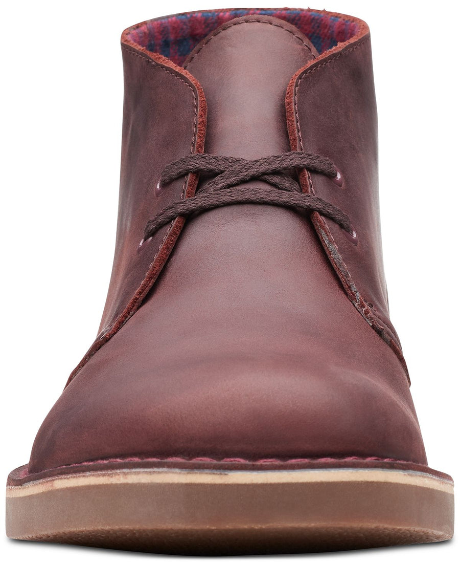 Clarks Bushacre 2 Aubergine Leather Chukka Boots Aubergine