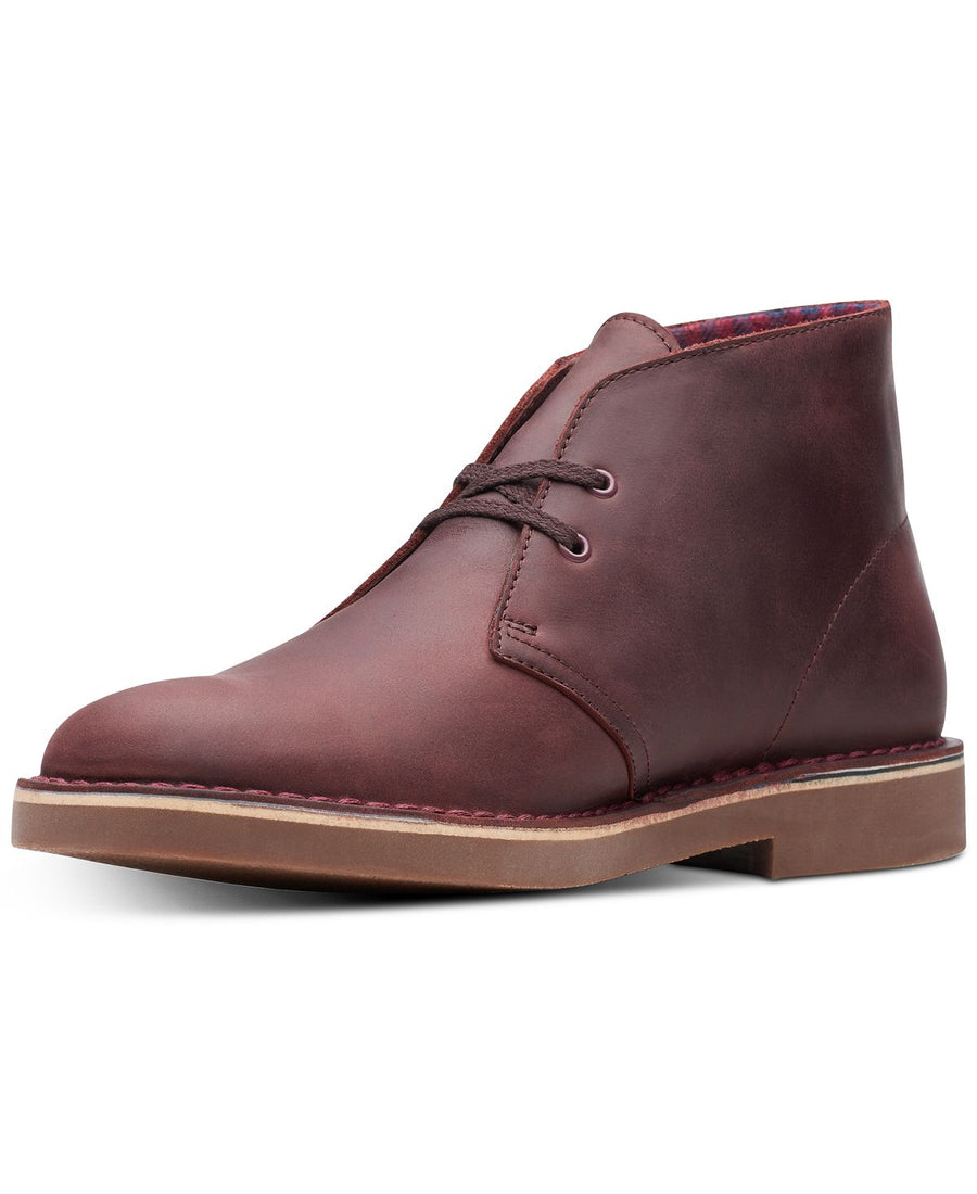 Clarks Bushacre 2 Aubergine Leather Chukka Boots Aubergine