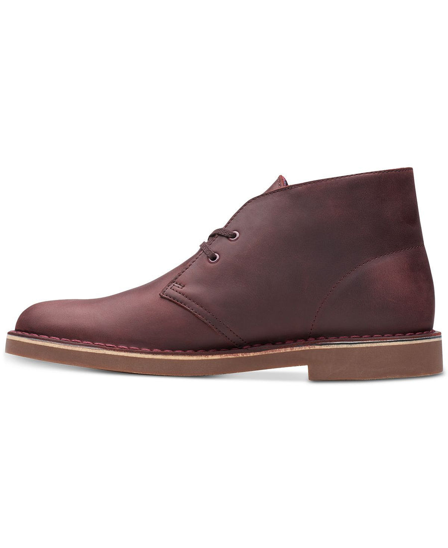 Clarks Bushacre 2 Aubergine Leather Chukka Boots Aubergine