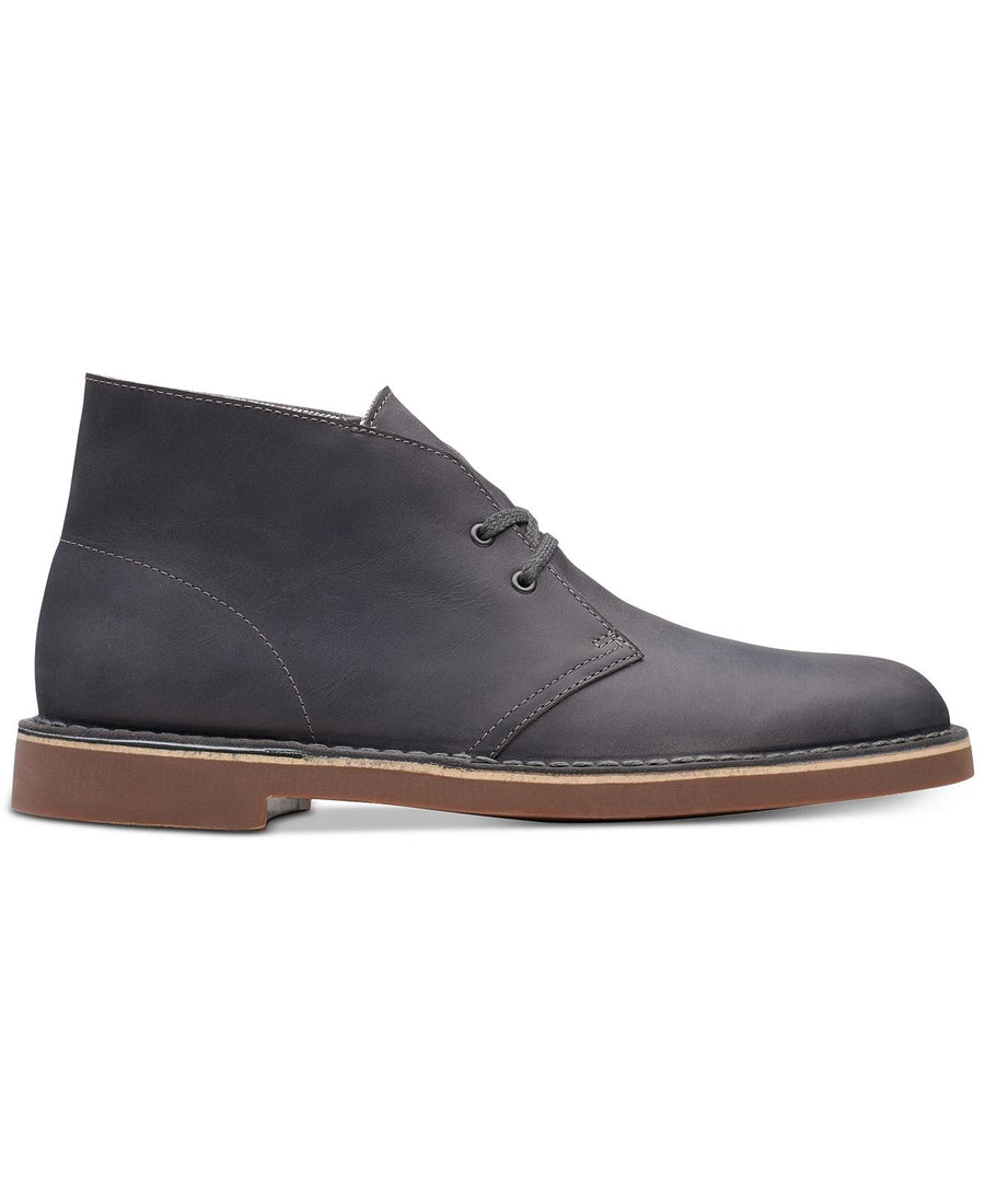 Clarks Bushacre 2 Aubergine Leather Chukka Boots Graphite