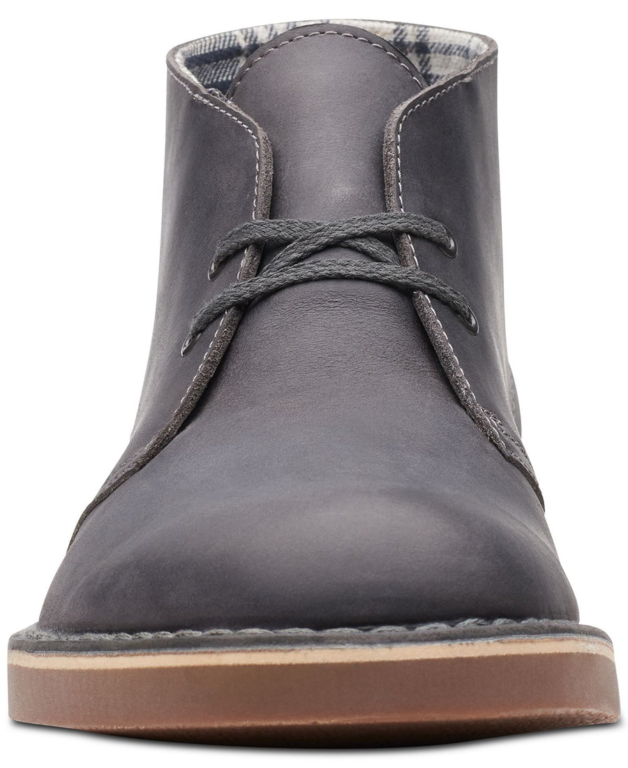 Clarks Bushacre 2 Aubergine Leather Chukka Boots Graphite