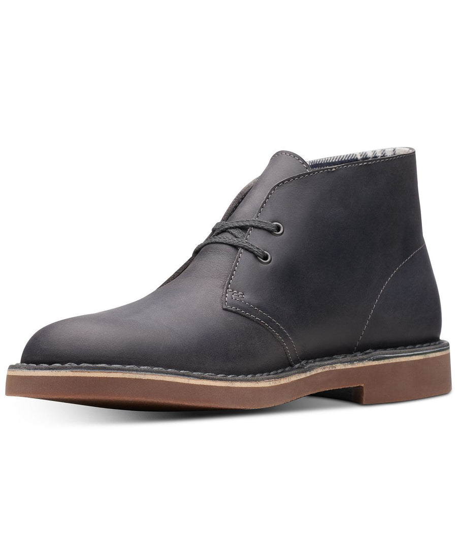Clarks Bushacre 2 Aubergine Leather Chukka Boots Graphite