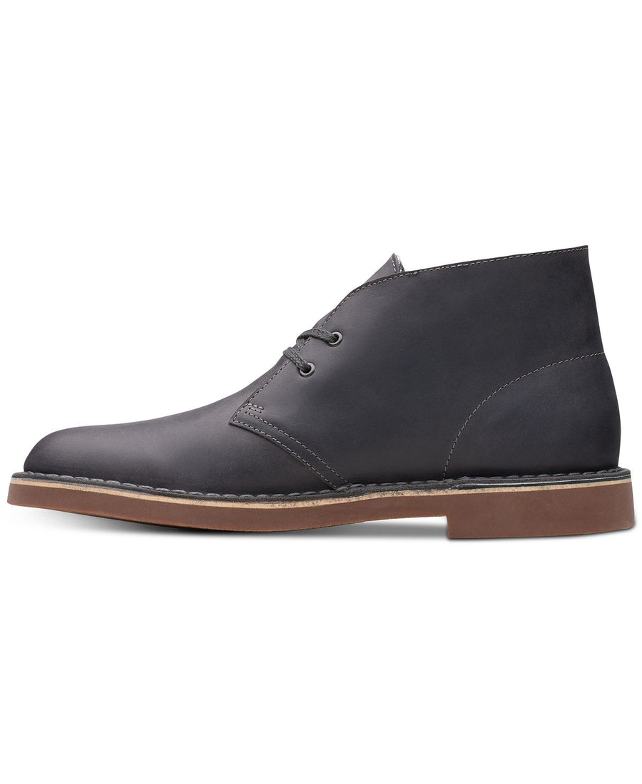 Clarks Bushacre 2 Aubergine Leather Chukka Boots Graphite