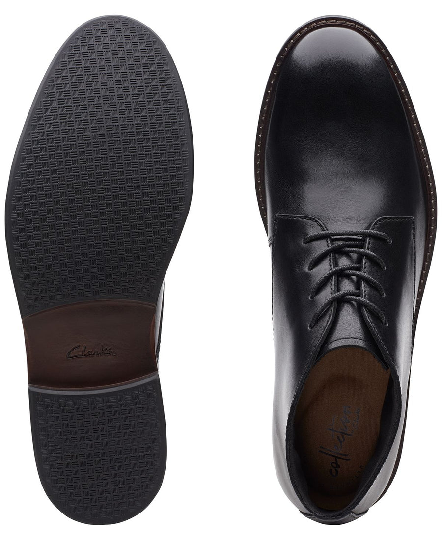 Clarks Paulson Mid Black Leather Casual Boots Black