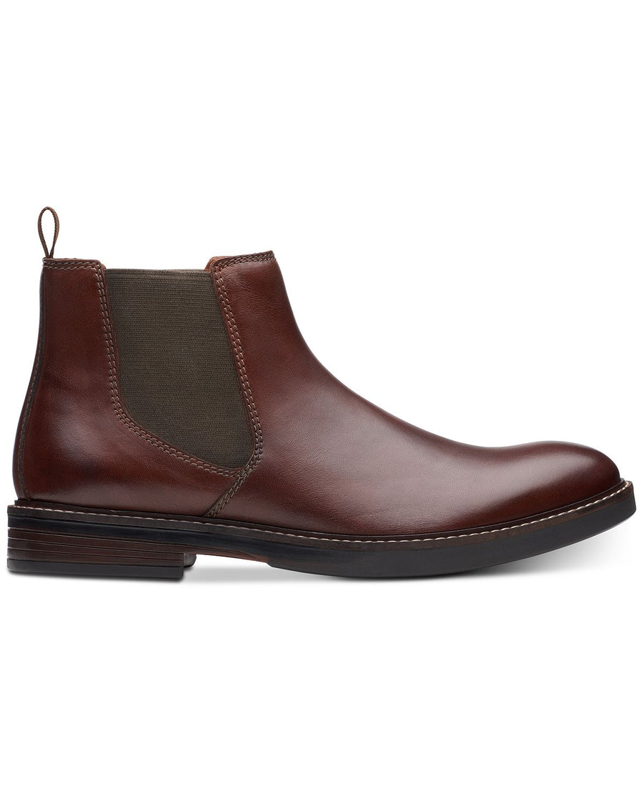 Clarks Paulson Up Black Leather Casual Boots Mahogany Leather