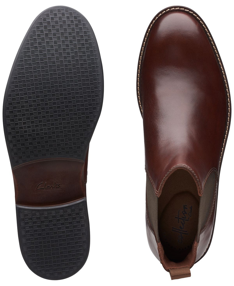 Clarks Paulson Up Black Leather Casual Boots Mahogany Leather