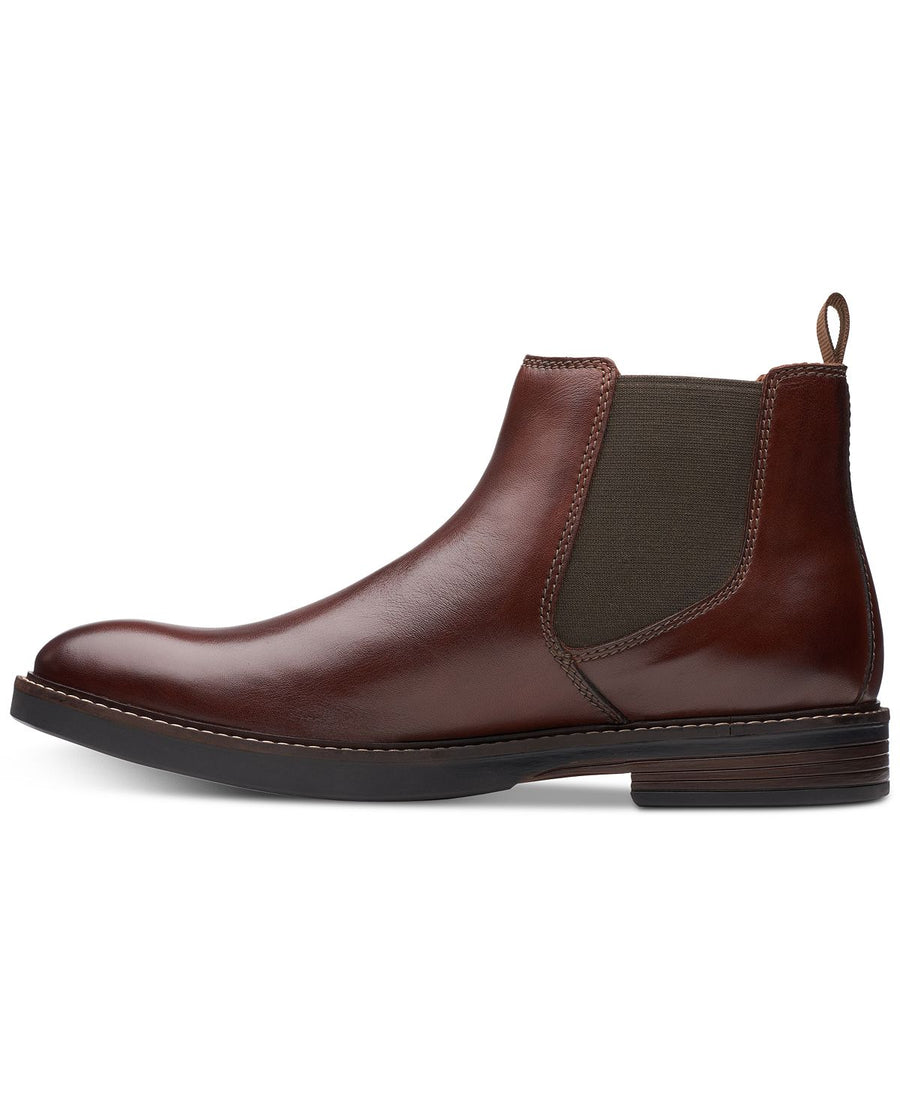 Clarks Paulson Up Black Leather Casual Boots Mahogany Leather