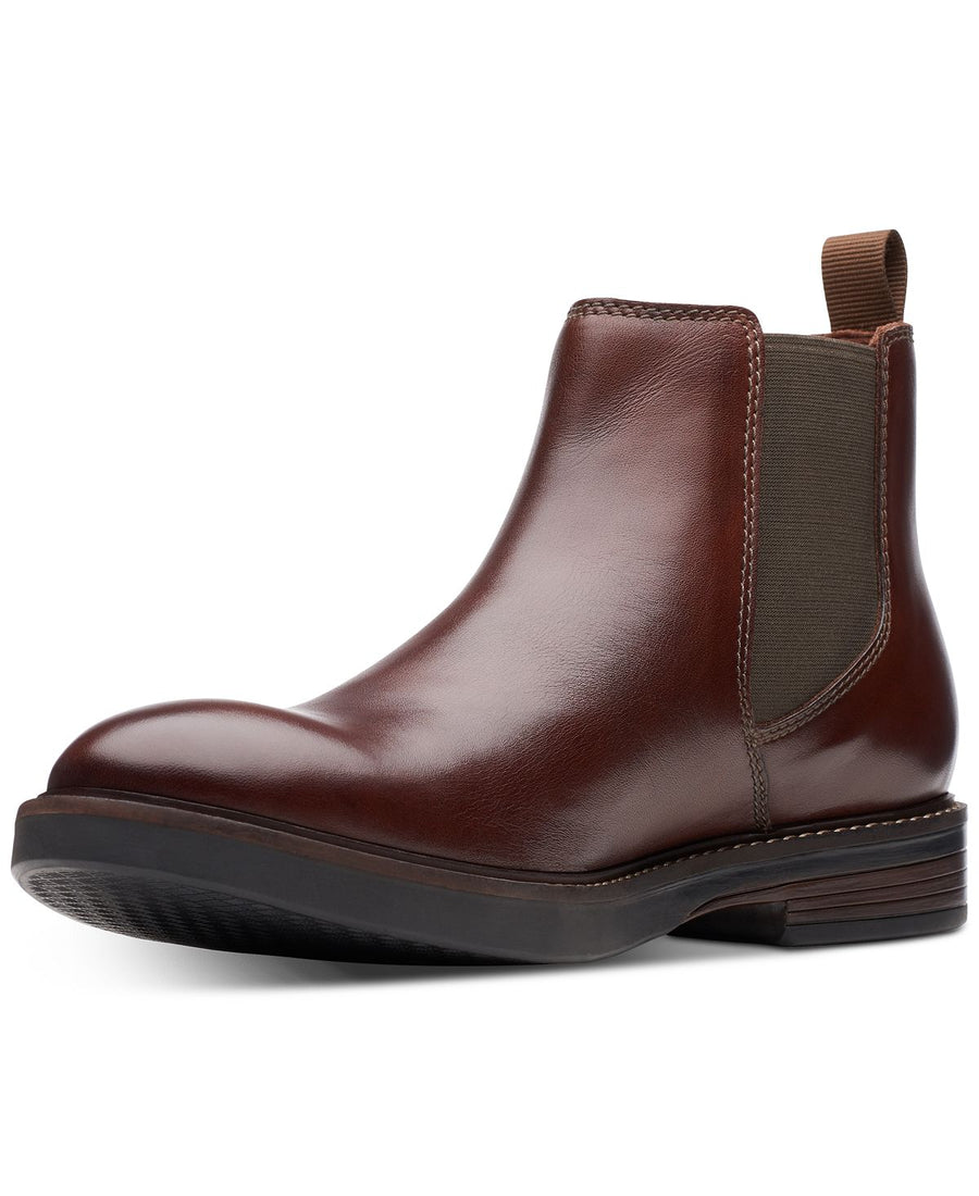 Clarks Paulson Up Black Leather Casual Boots Mahogany Leather