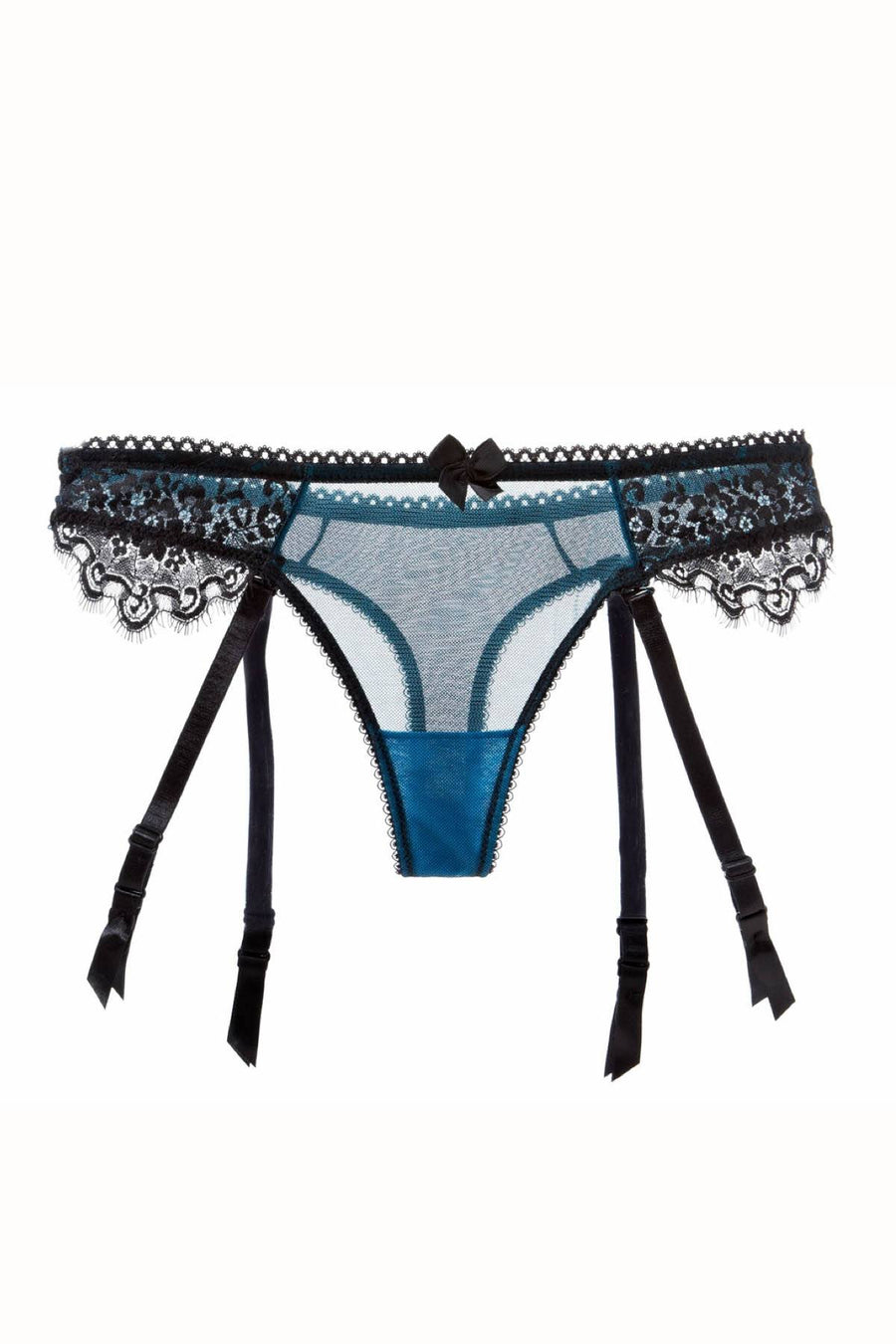 Claudette Neon Turquoise En Dentelle Garter Thong