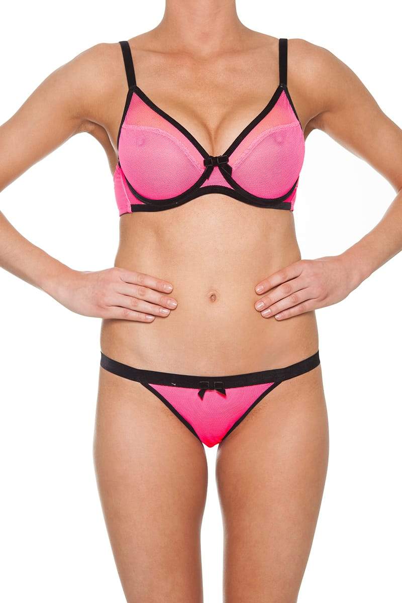 Claudette Pink Mesh Demi Bra