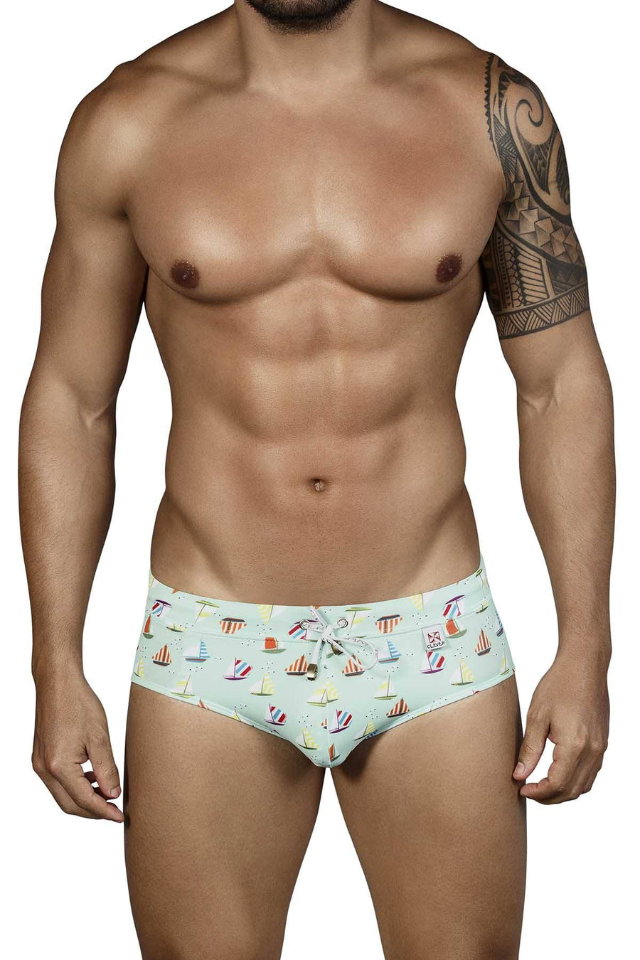 Clever Mint-Green Sailboat Swim Brief