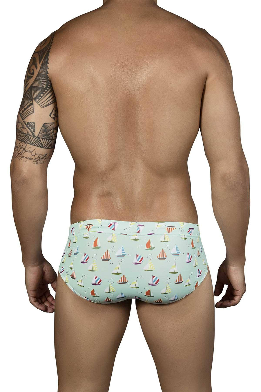 Clever Mint-Green Sailboat Swim Brief