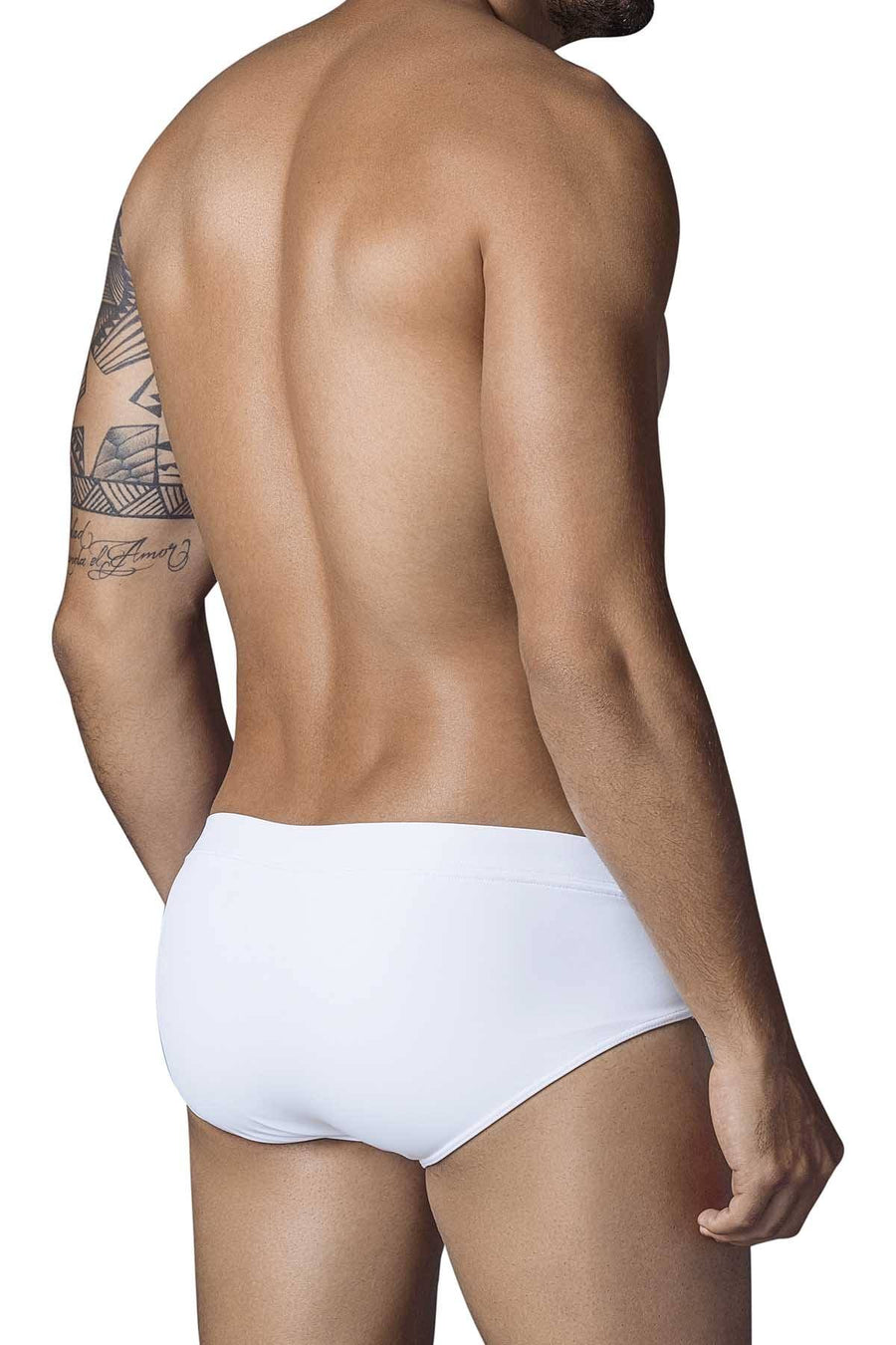 Clever White Zipper Swim Brief