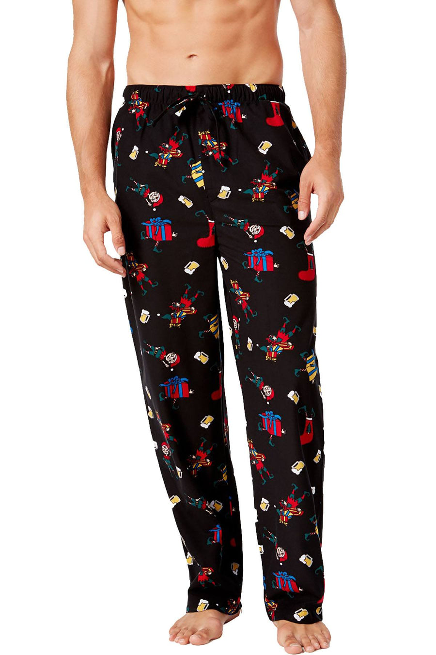 Club Room Black Drunk Elf Printed Pajama Pant