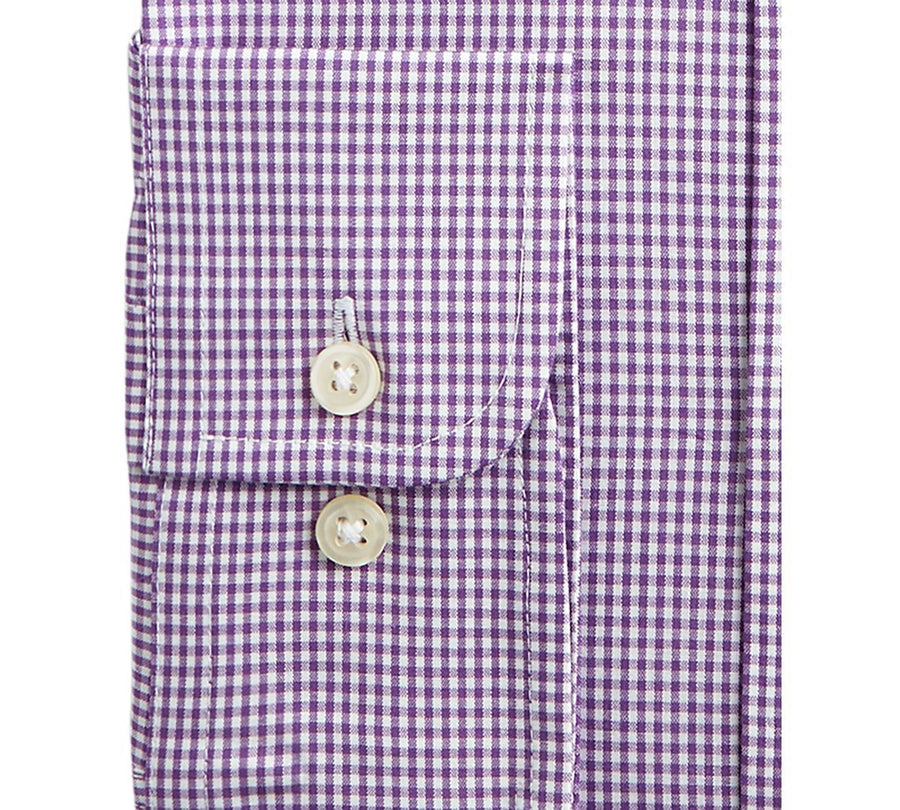 Club Room Classic/regular Fit Performance Mini Gingham Dress Shirt Purple