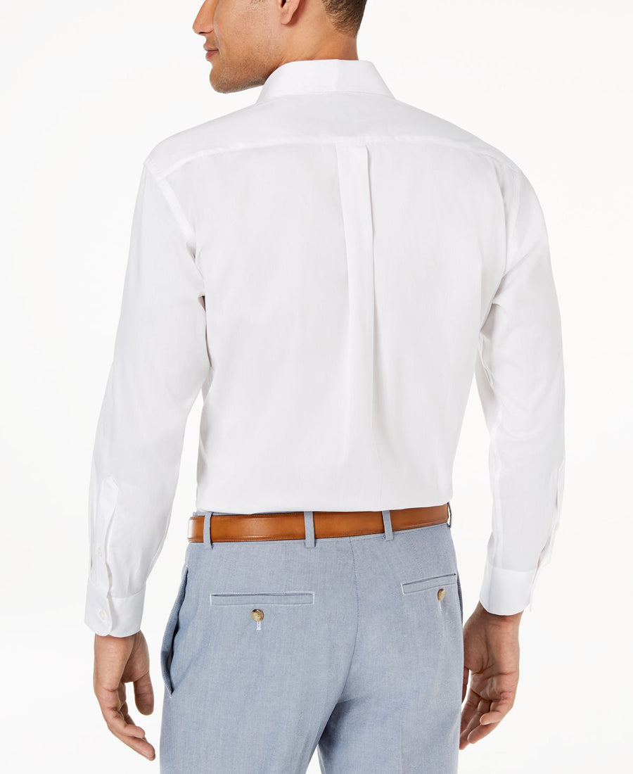 Club Room Classic/regular Fit Performance Stretch Pinpoint Solid French Cuff Dress Shirt White