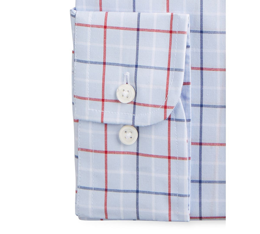 Club Room Classic/regular Fit Stretch Tattersall Dress Shirt Blue/Navy/Red
