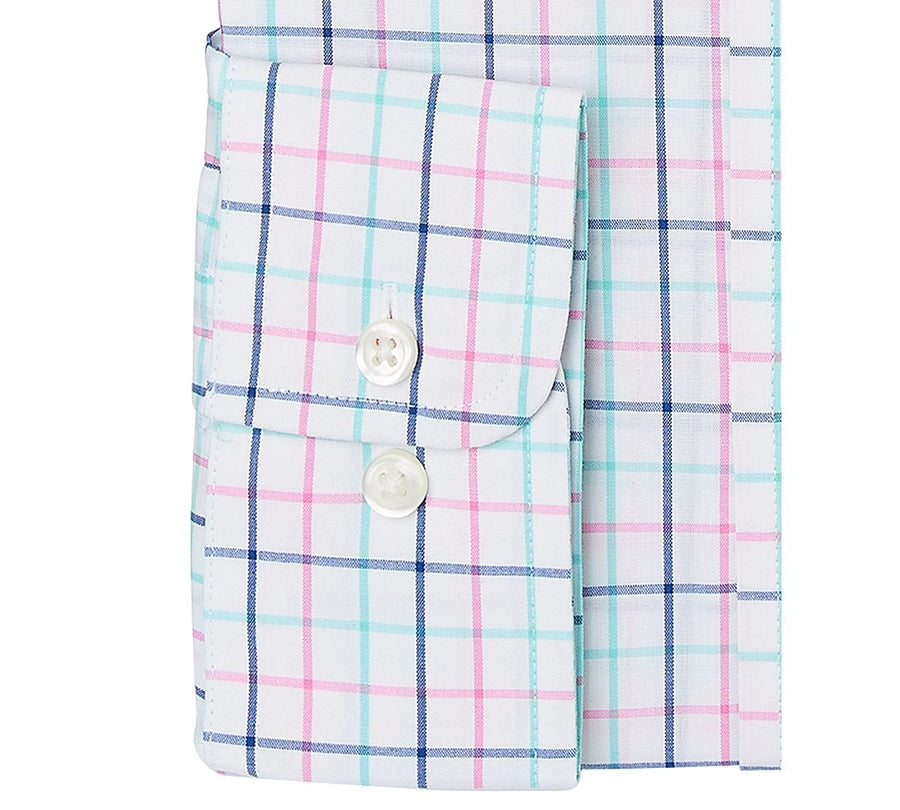 Club Room Classic/regular-fit Performance Stretch Tattersall Check Dress Shirt White/Pink