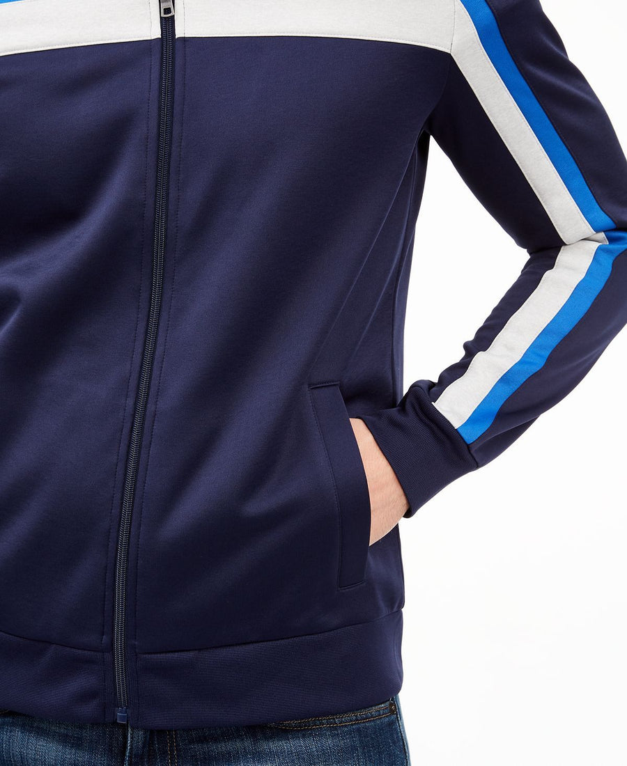 Club Room Crossbody Stripe Track Jacket Navy Blue