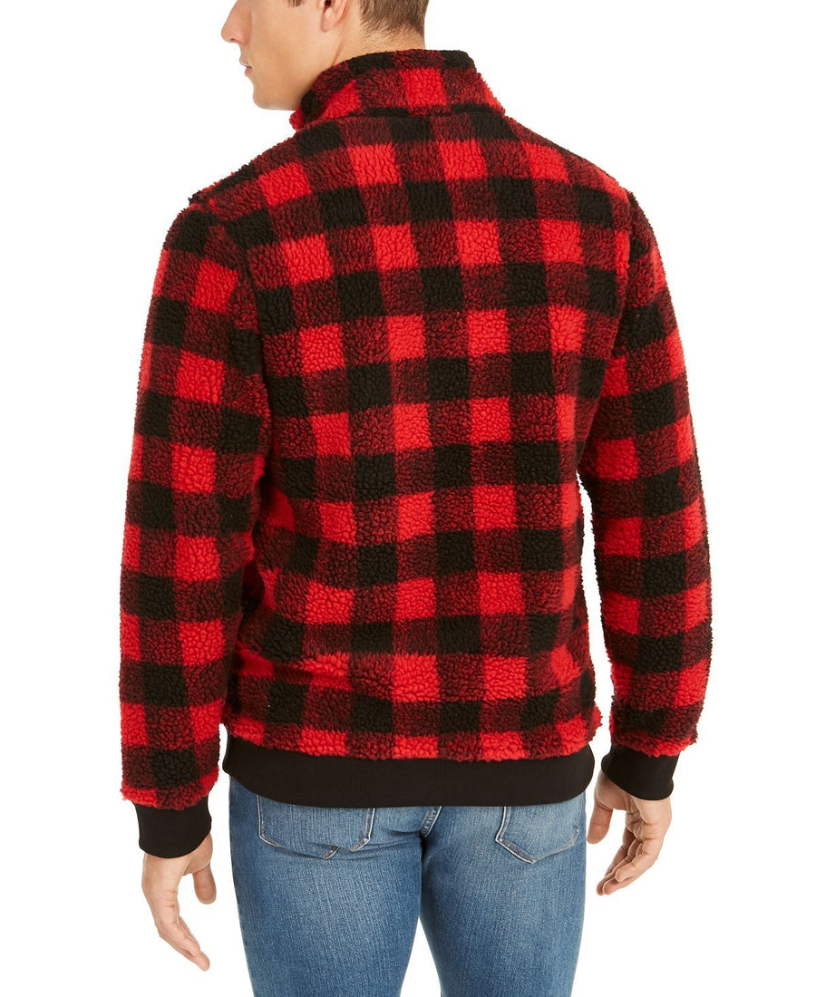 Club Room Full-zip Plaid Sherpa Jacket Fire