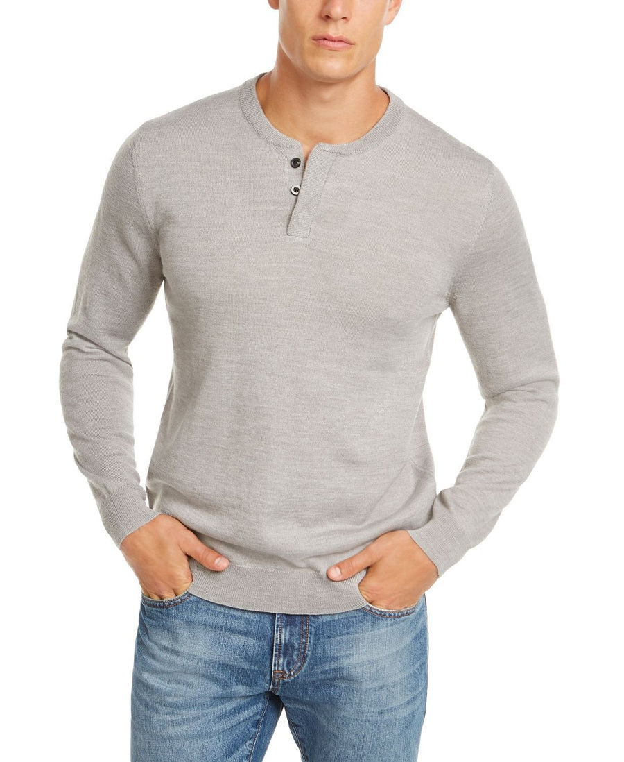 Club Room Henley Sweater Smoke Heather