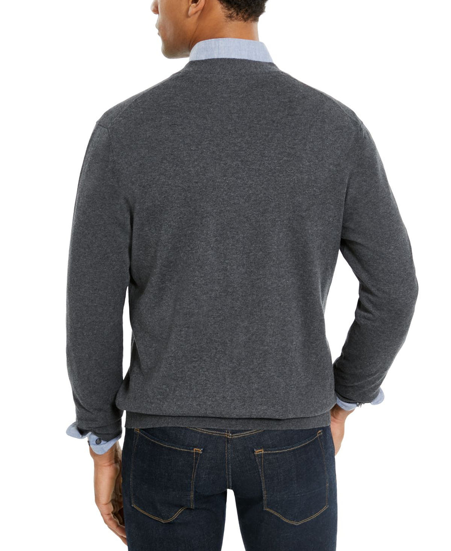 Club Room Knit V-neck Cardigan Charcoal Heather
