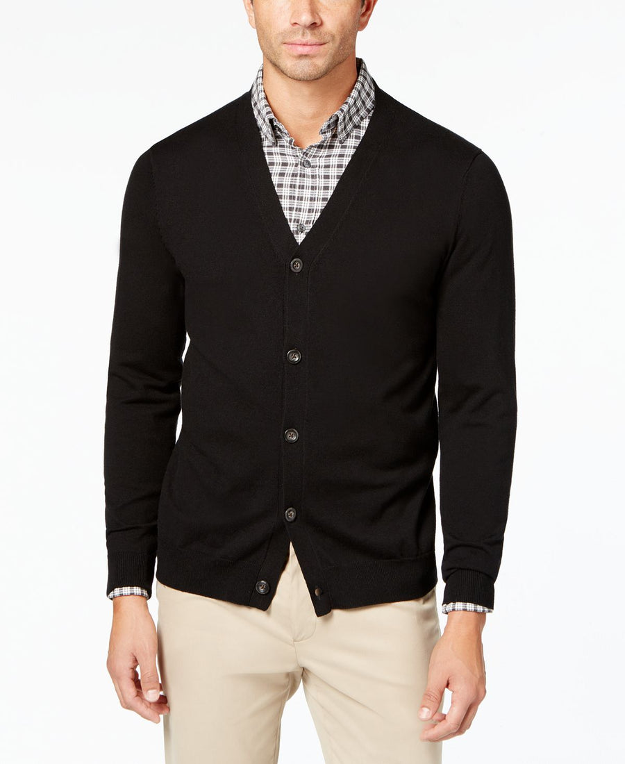 Club Room Knit V-neck Cardigan Deep Black