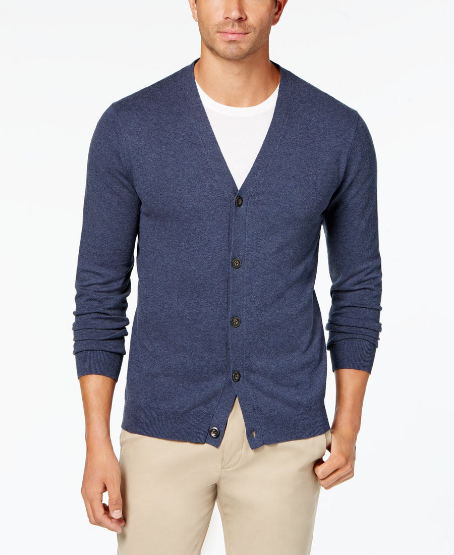 Club Room Knit V-neck Cardigan Denim Heather Blue