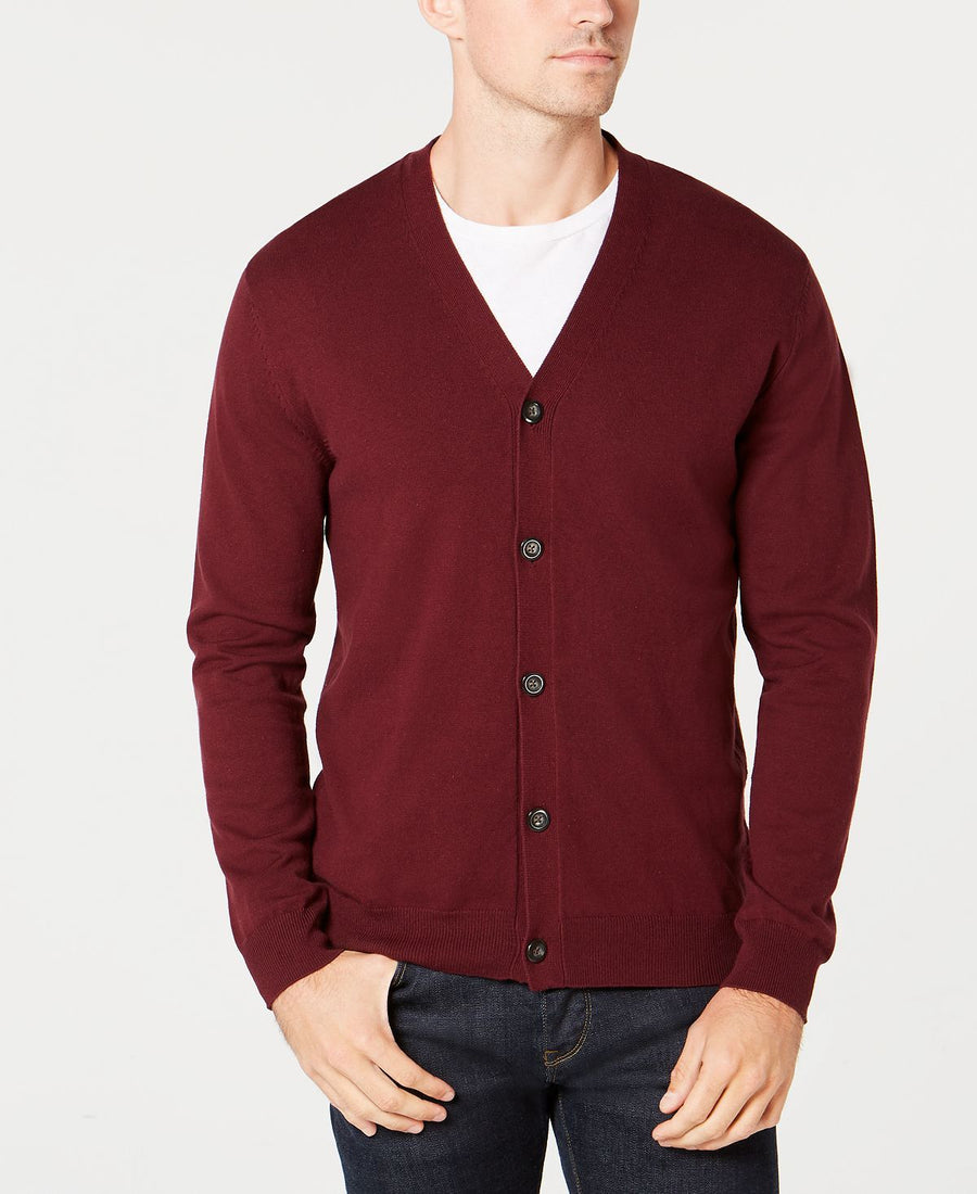 Club Room Knit V-neck Cardigan Red Plum