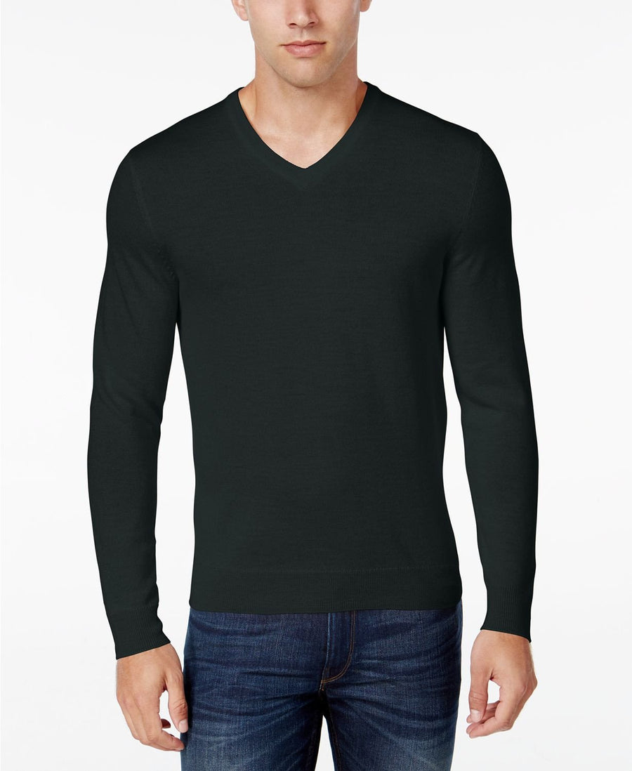 Club Room Merino Blend V-neck Sweater Classic Fit  Deep Black