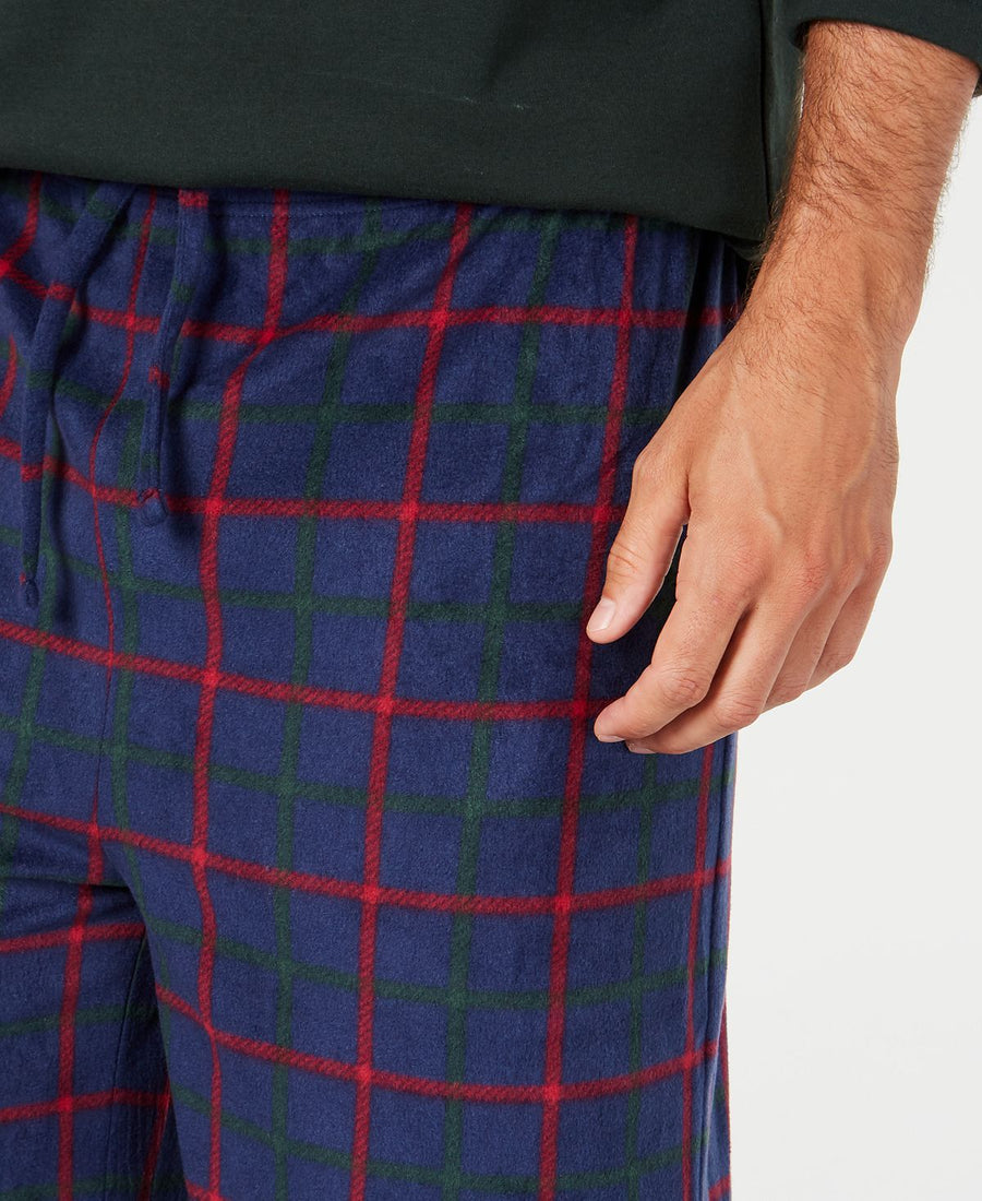 Club Room Plaid Fleece Pajama Set Navy/red/green