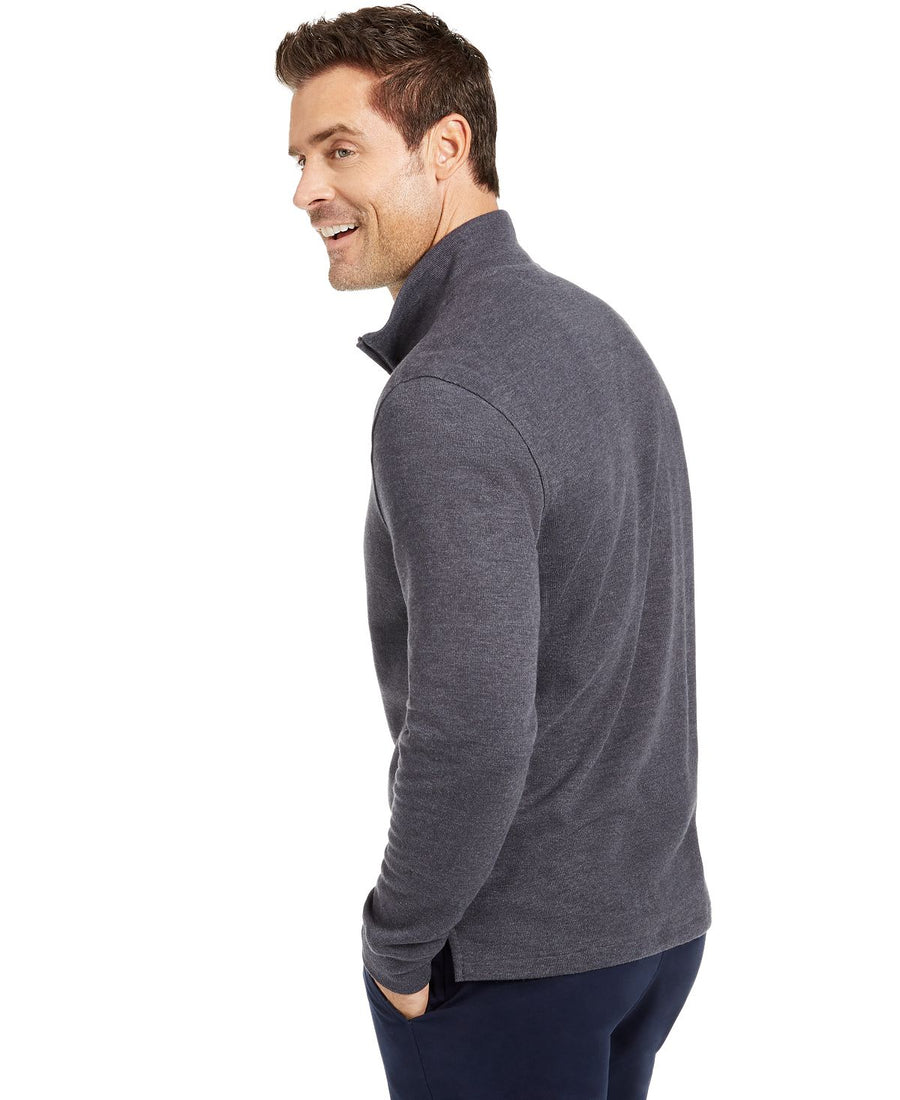 Club Room Quarter-zip French Rib Pullover Dark Lead Heather