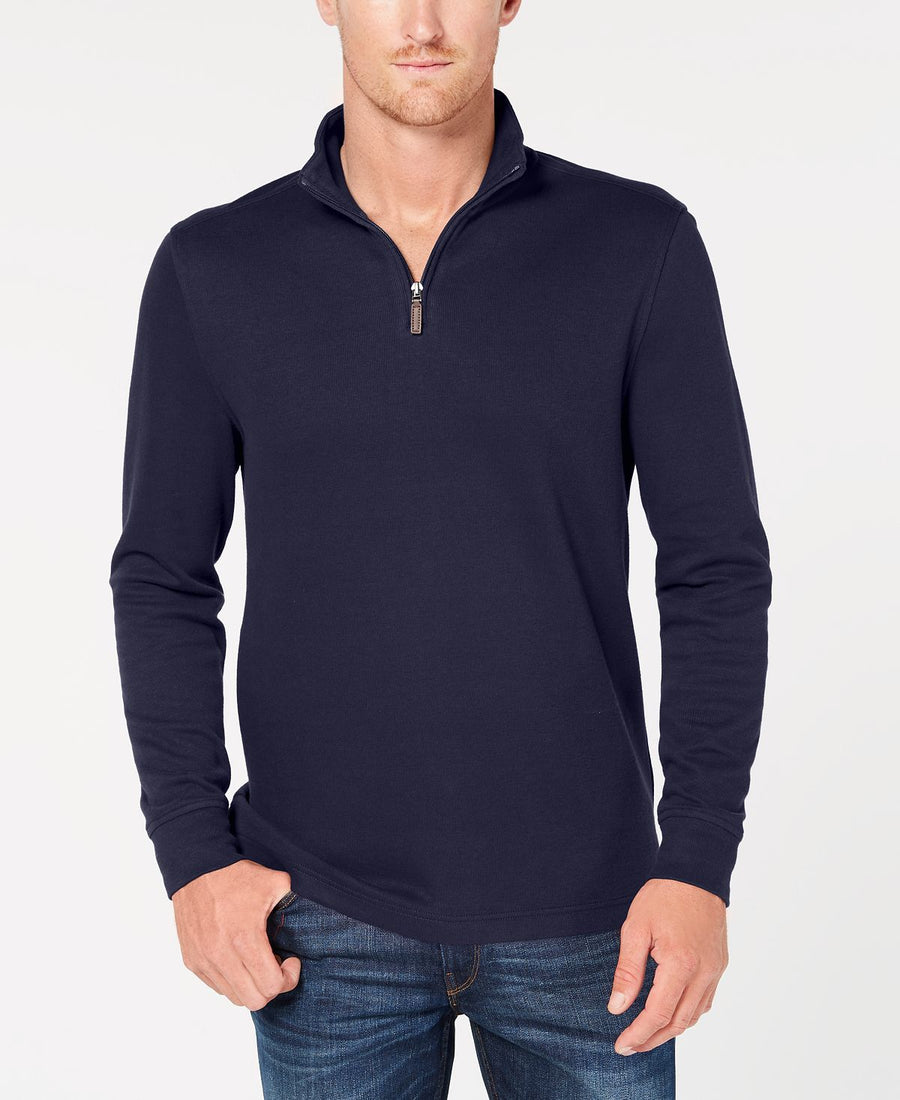Club Room Quarter-zip French Rib Pullover Navy Blue