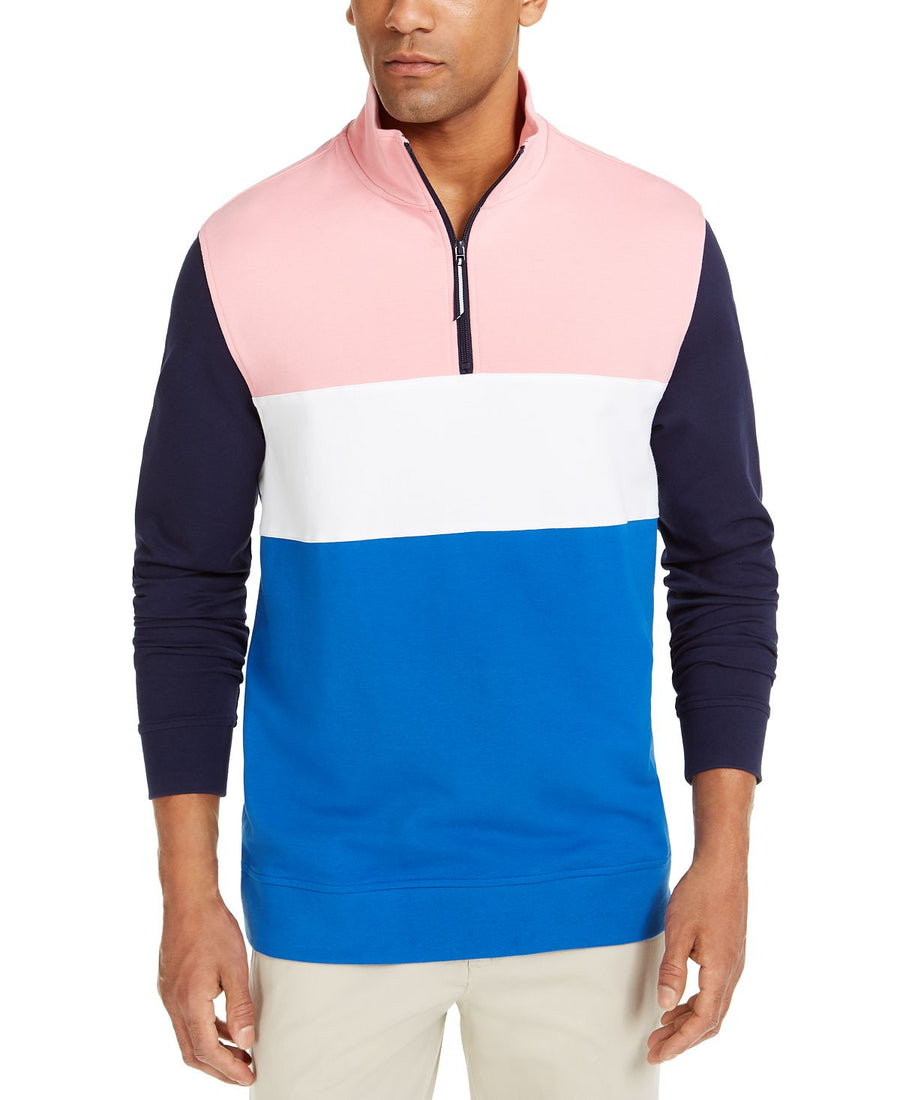 Club Room Regular-fit Colorblocked 1/4-zip Sweatshirt Pink Sky