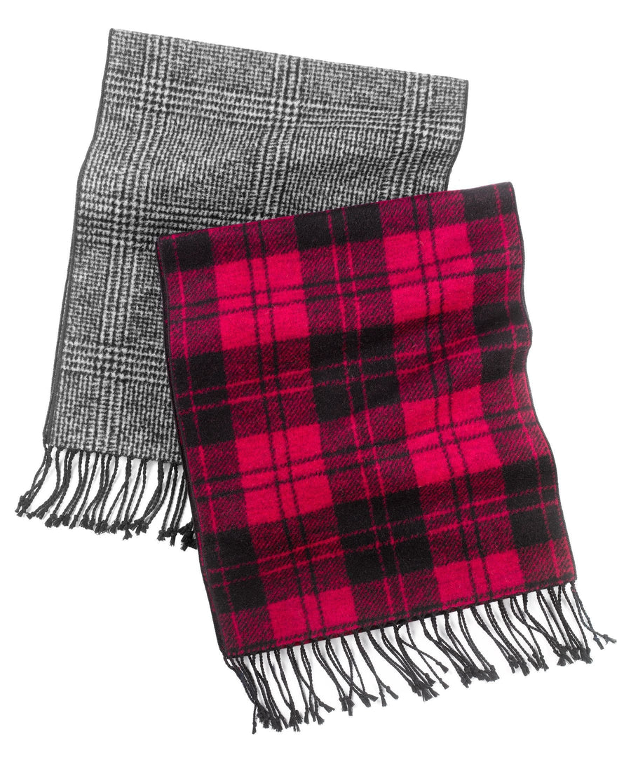 Club Room Scarf, Patterned Silk Red Buffalo Plaid