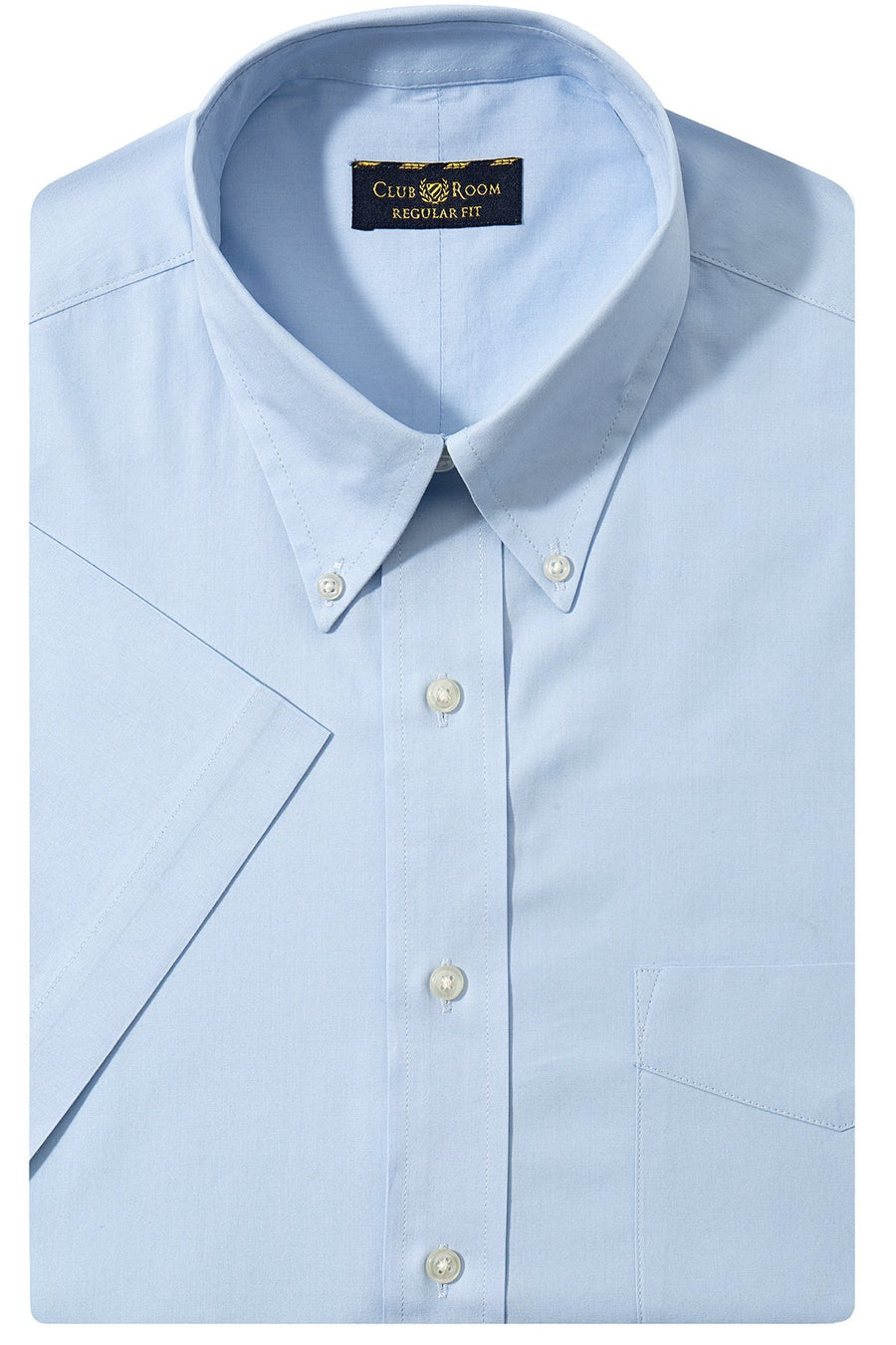 Club Room Sky Blue Regular Fit Wrinkle Resistant Short Sleeve Dress Shirt