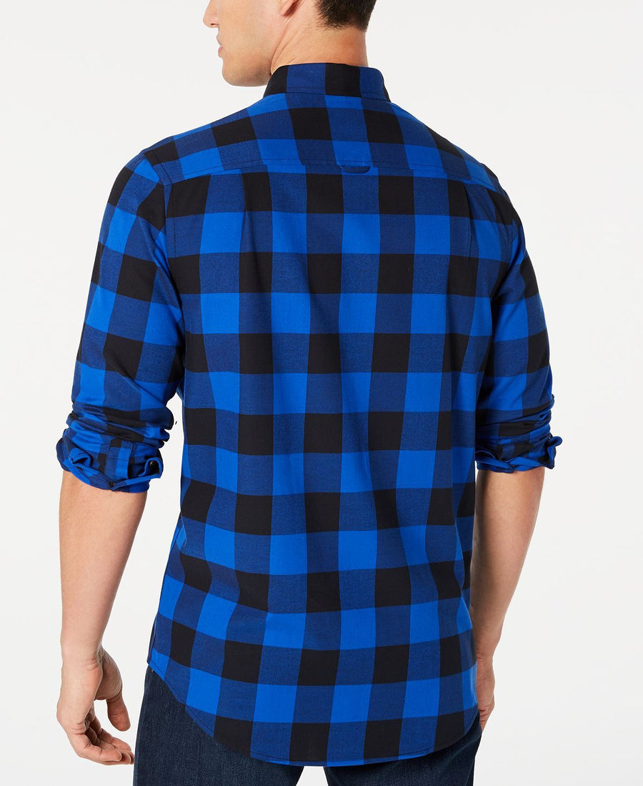 Club Room Stretch Brushed Cotton Plaid Flannel Shirt Lazulite Combo