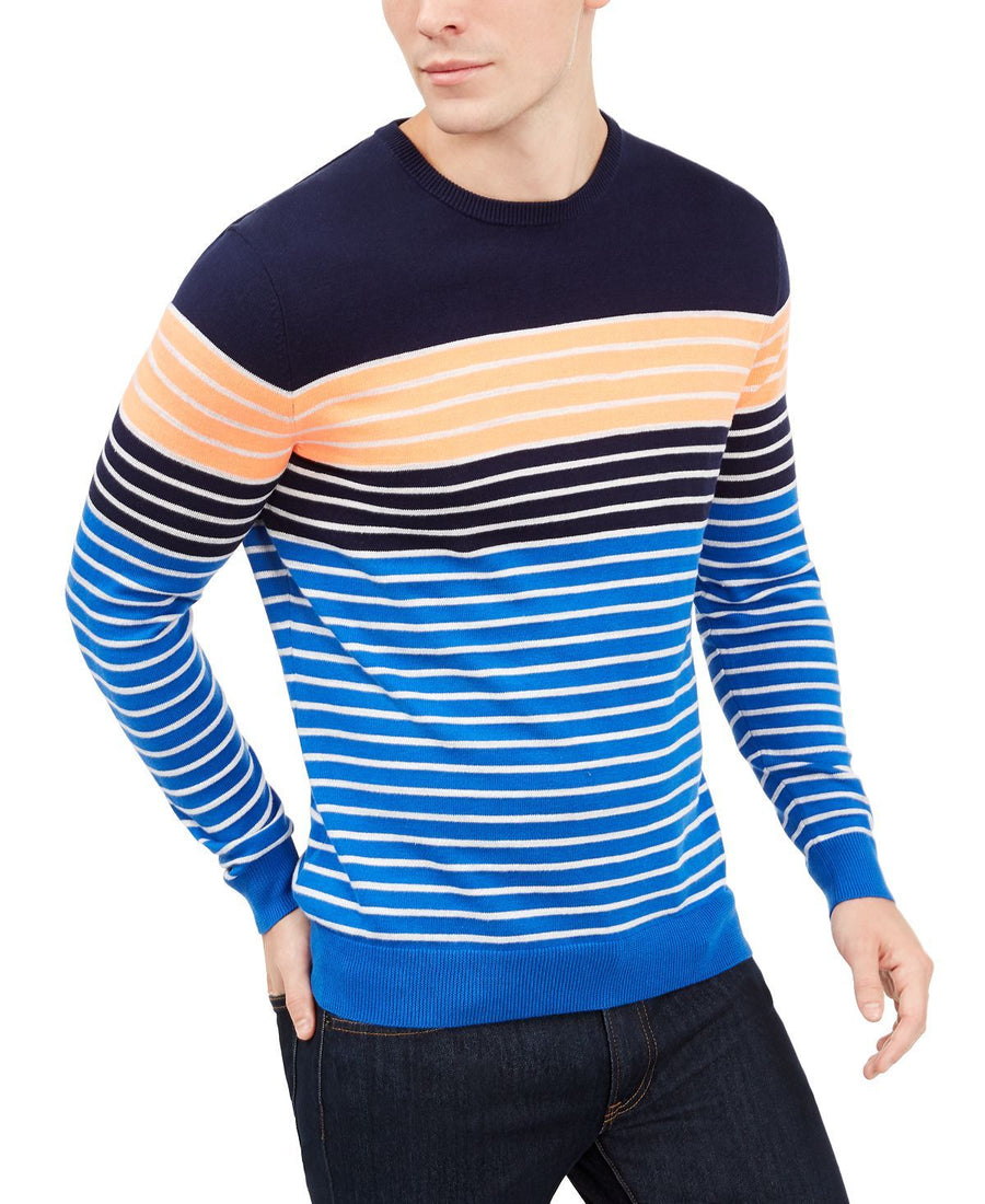 Club Room Striped Crewneck Sweater Cosmic Crunch Navy