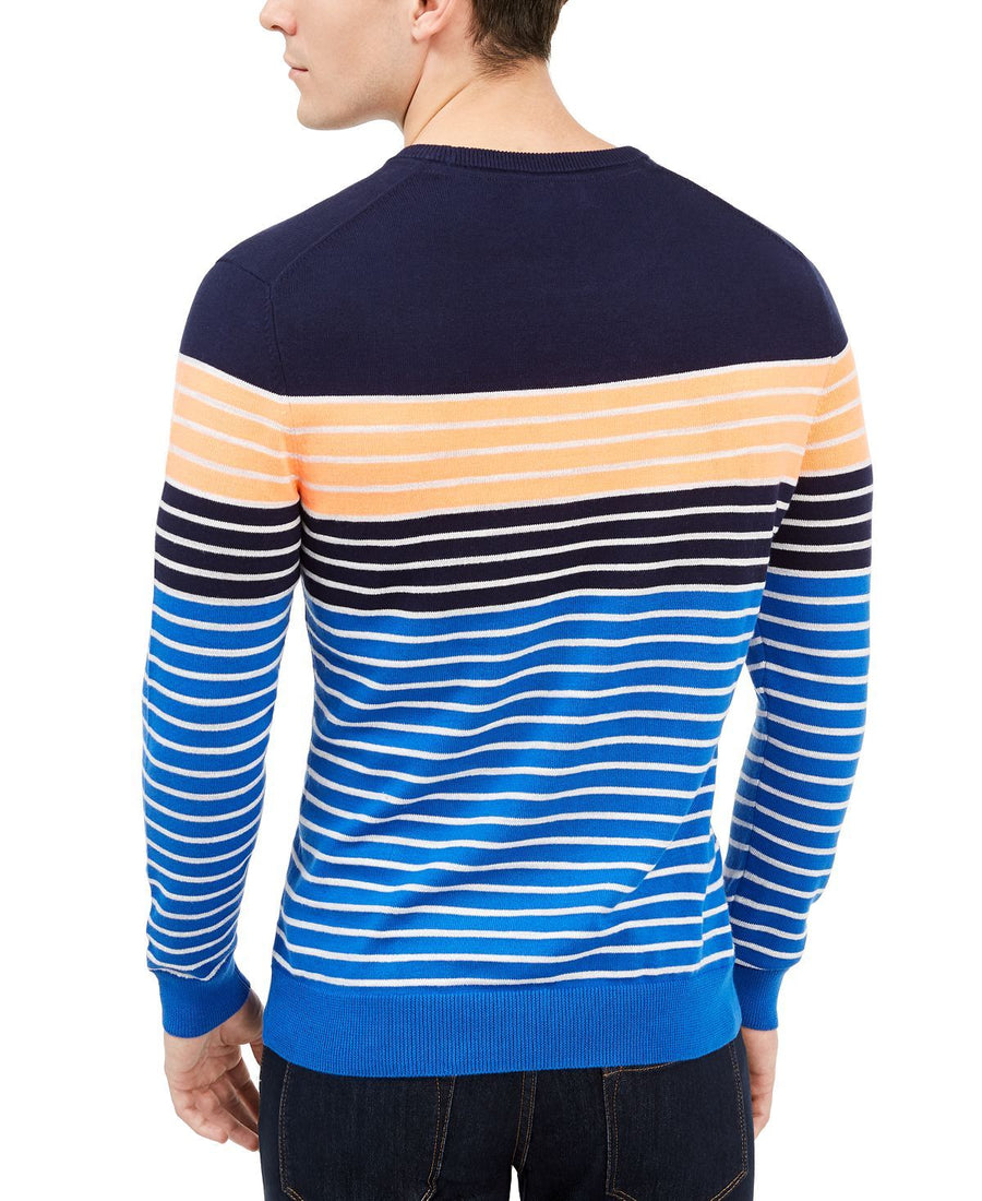 Club Room Striped Crewneck Sweater Cosmic Crunch Navy