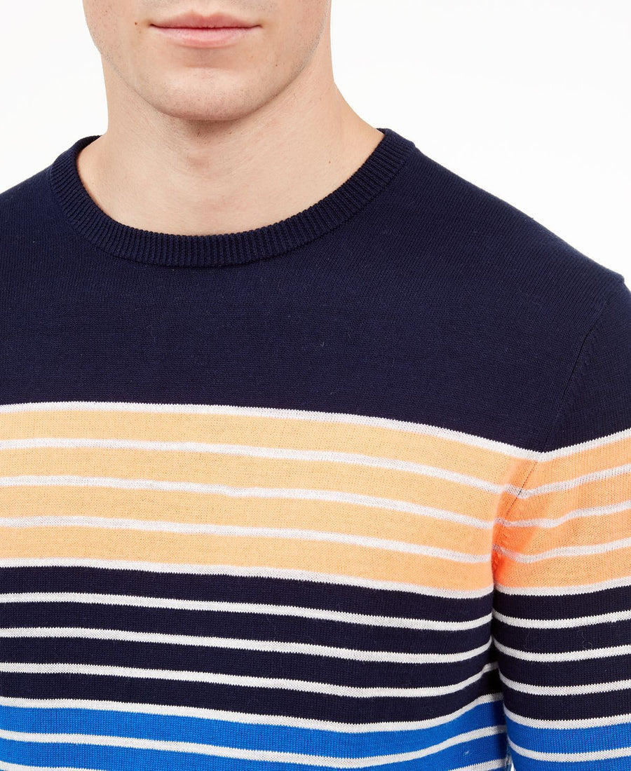 Club Room Striped Crewneck Sweater Cosmic Crunch Navy