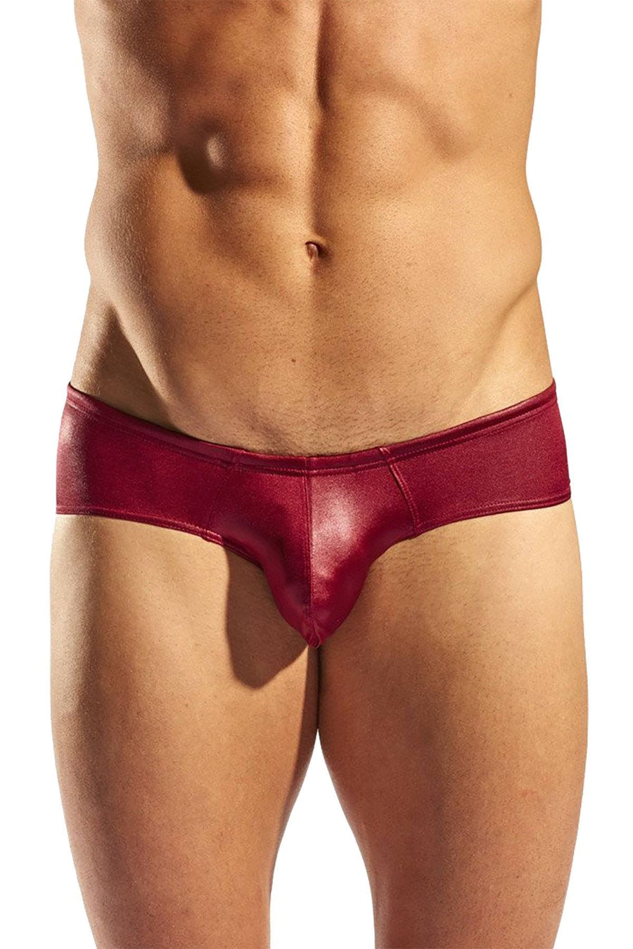 Cocksox Platinum-Red Gala Wet-Look Boy-Leg Swim Brief