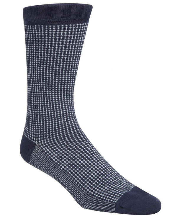 Cole Haan Checked Crew Socks Marine Blue
