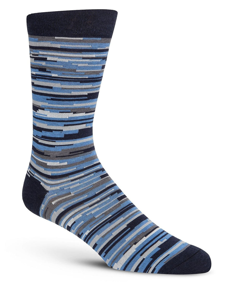 Cole Haan Random Stripe Crew Socks Med Blue