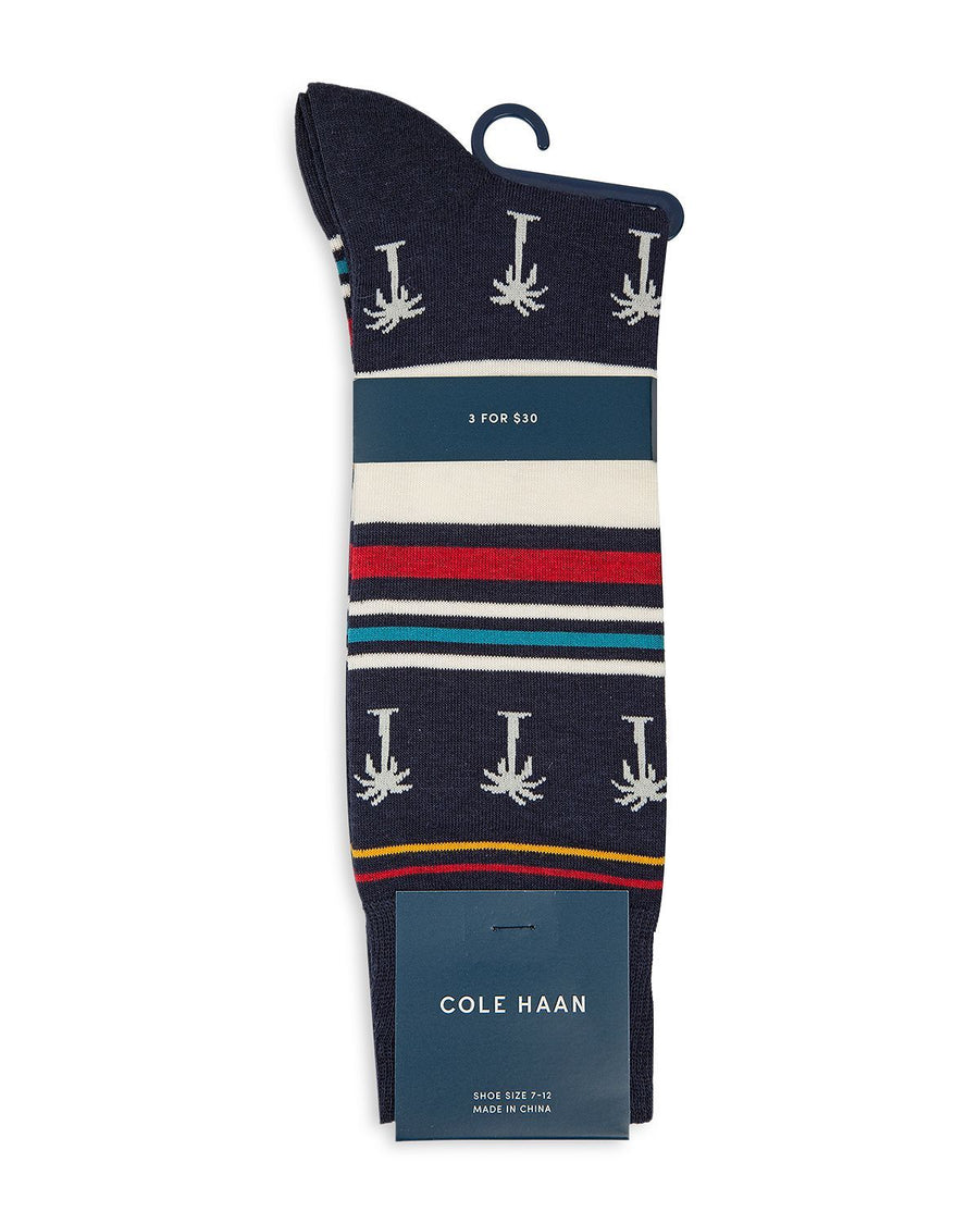 Cole Haan Striped Palm Tree Socks Marine Blue