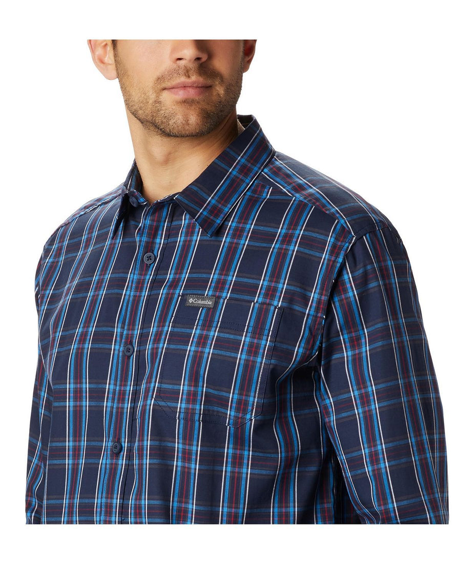 Columbia Vapor Ridge Iii Plaid Shirt Azure Blue Tartan