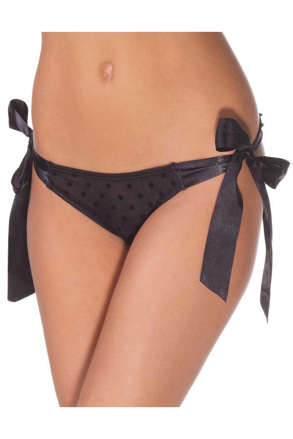 Coquette Black Polka Dot Mesh Panty