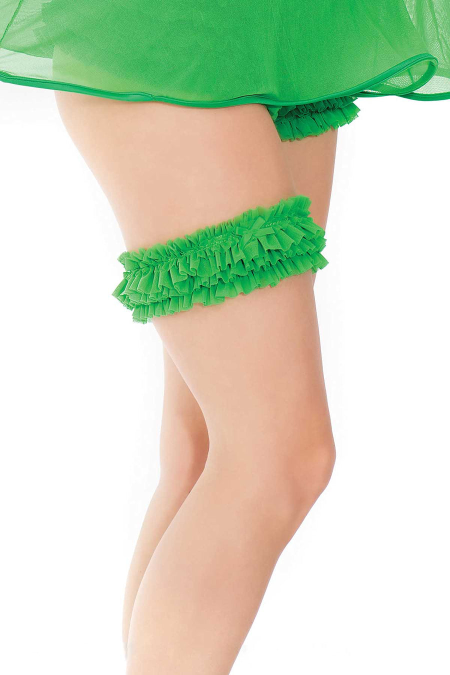 Coquette Green Ruffle Leg Garter