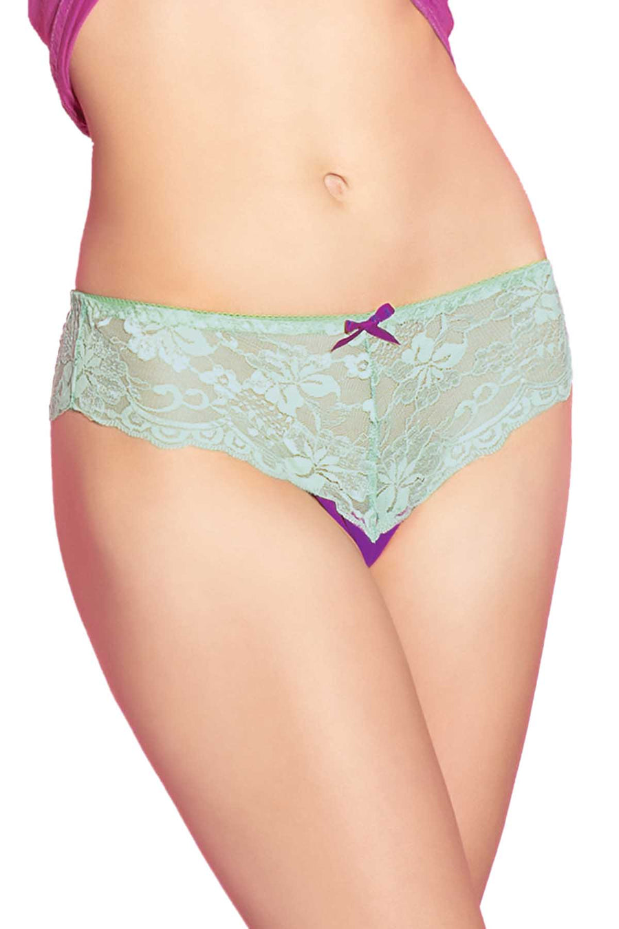 Coquette Mint/Magenta Love Blossom Thong