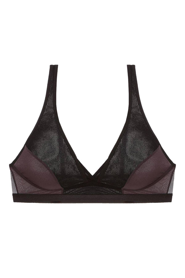 Cosabella Graphite/Black Mixed-Meshages Tall Triangle Bralette
