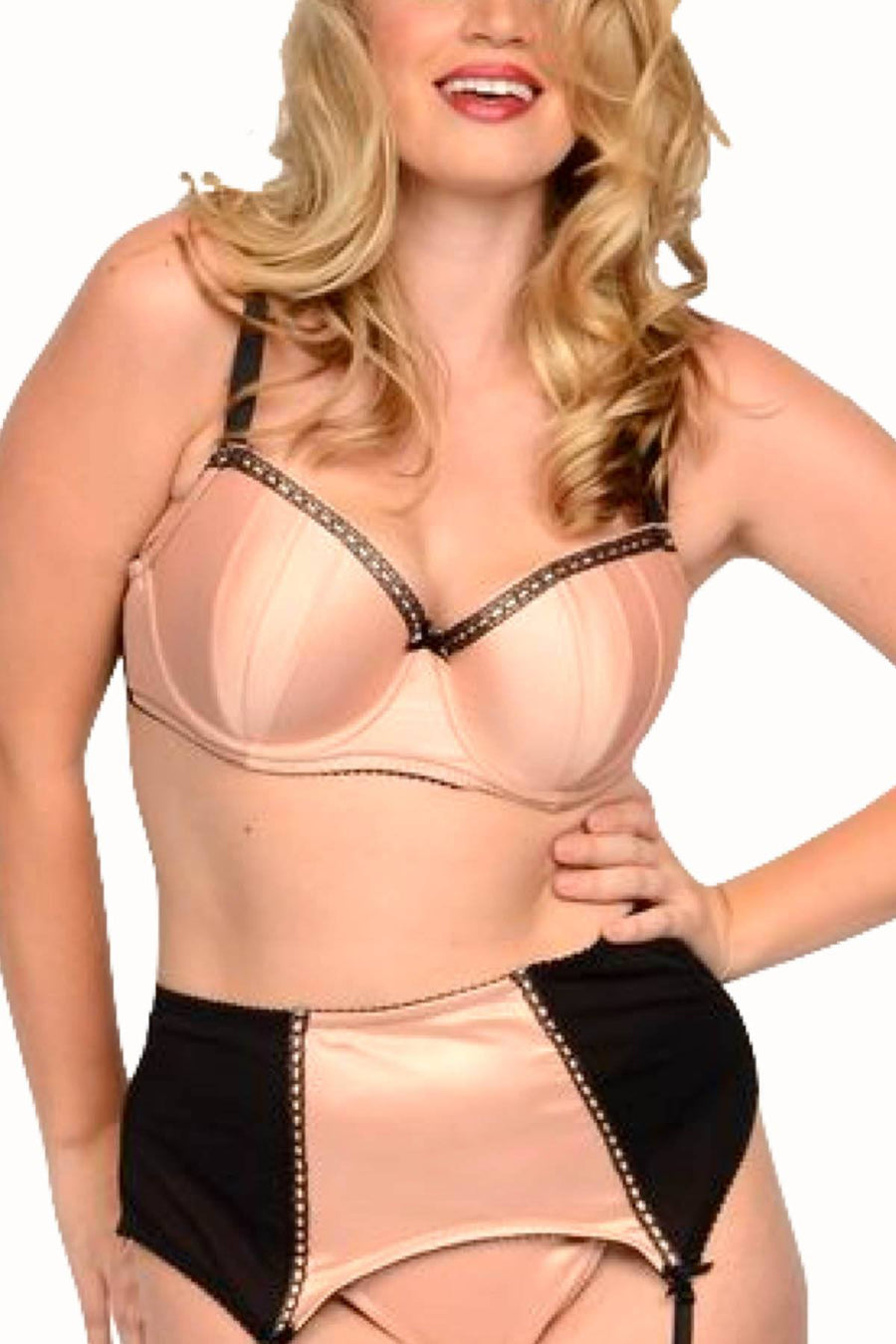 Crème Bralée Peach Satin Amanda Padded Clamshell Bra